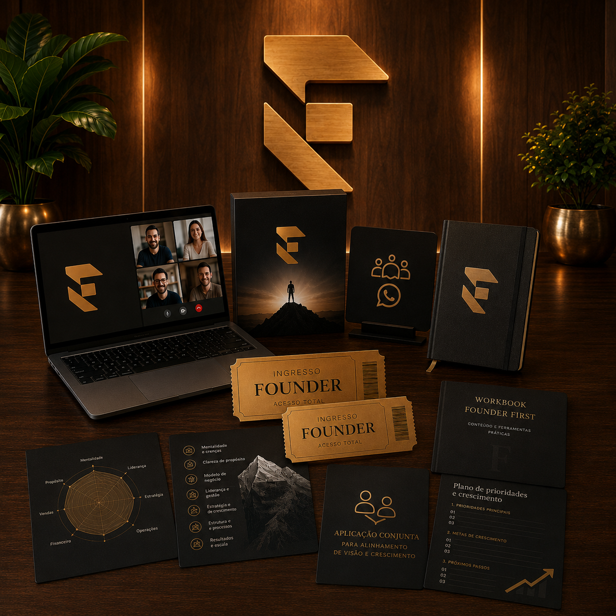 Mockup dos entregáveis Founder Duo